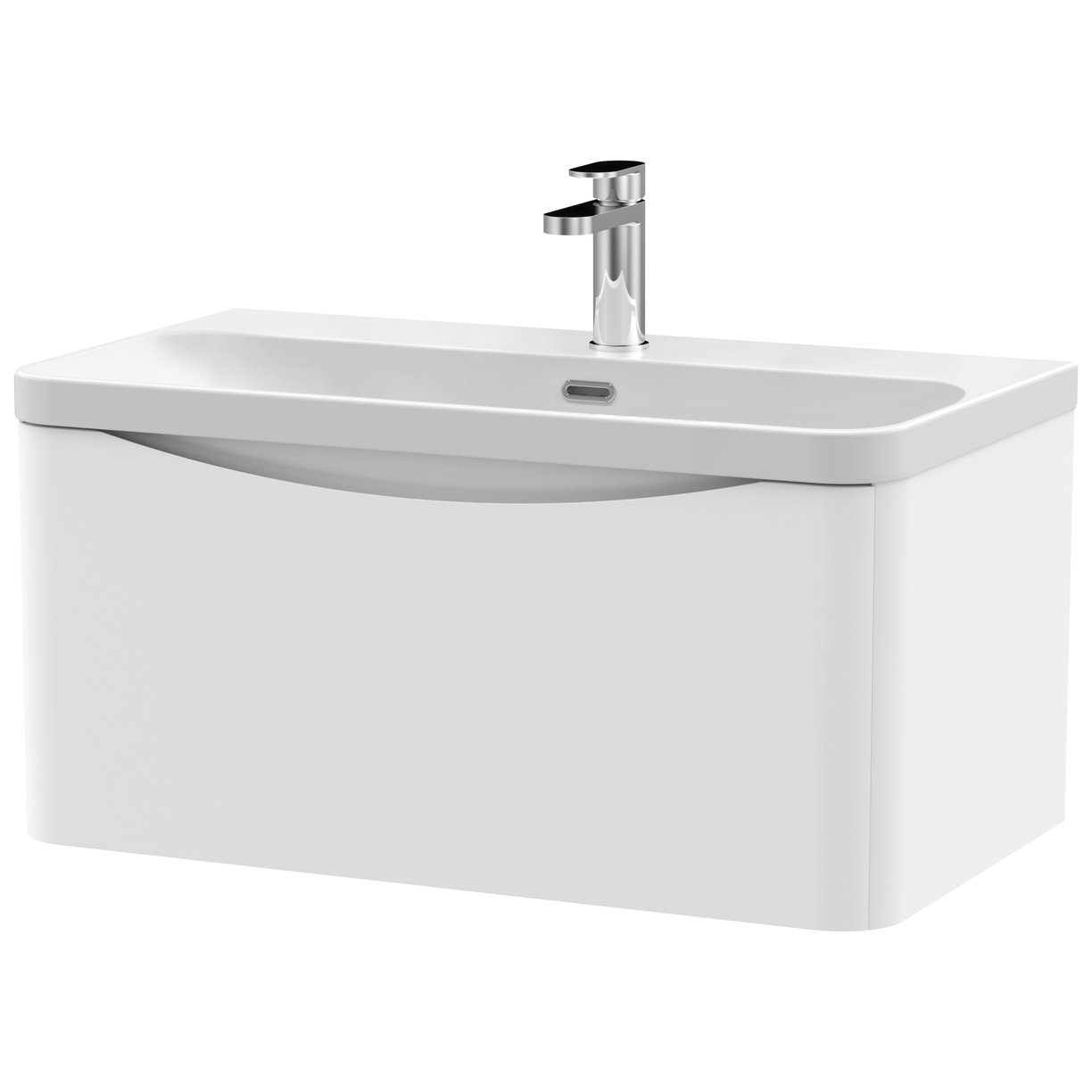 Lunar 800mm Wall Hung 1-Drawer Vanity Unit & Thin-Edge Ceramic Basin