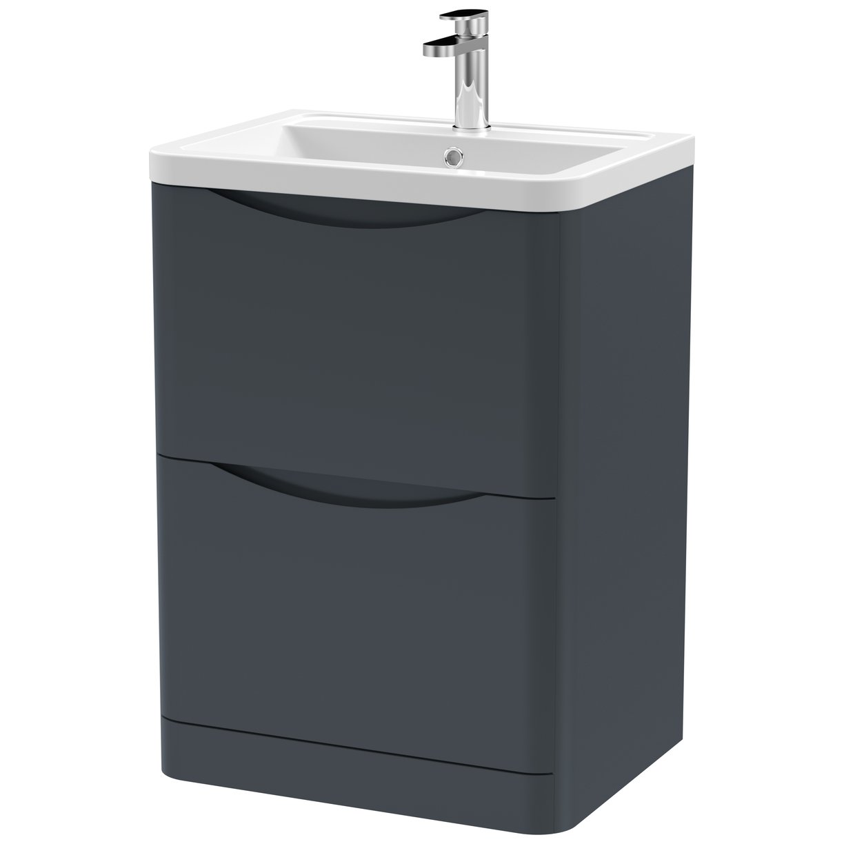 Lunar 600mm Floor Standing 2-Drawer Vanity Unit & Ceramic Basin