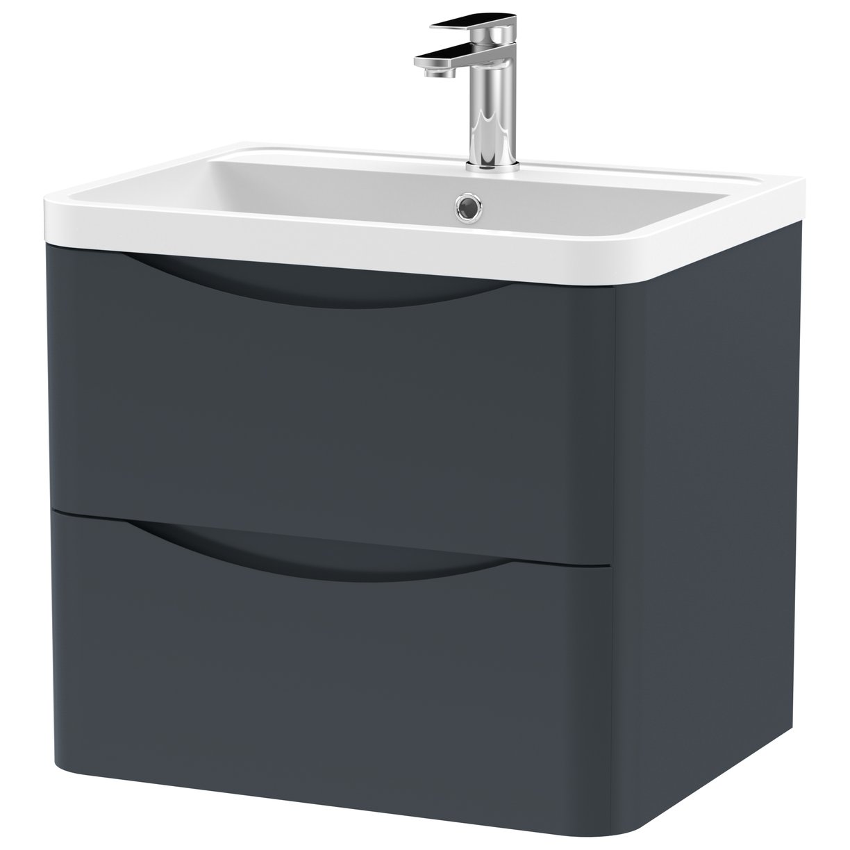 Lunar 600mm Wall Hung 2-Drawer Vanity Unit & Polymarble Basin