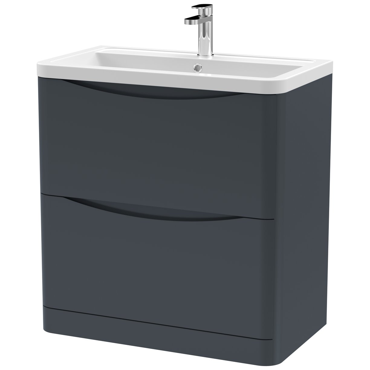 Lunar 800mm Floor Standing 2-Drawer Vanity Unit & Ceramic Basin