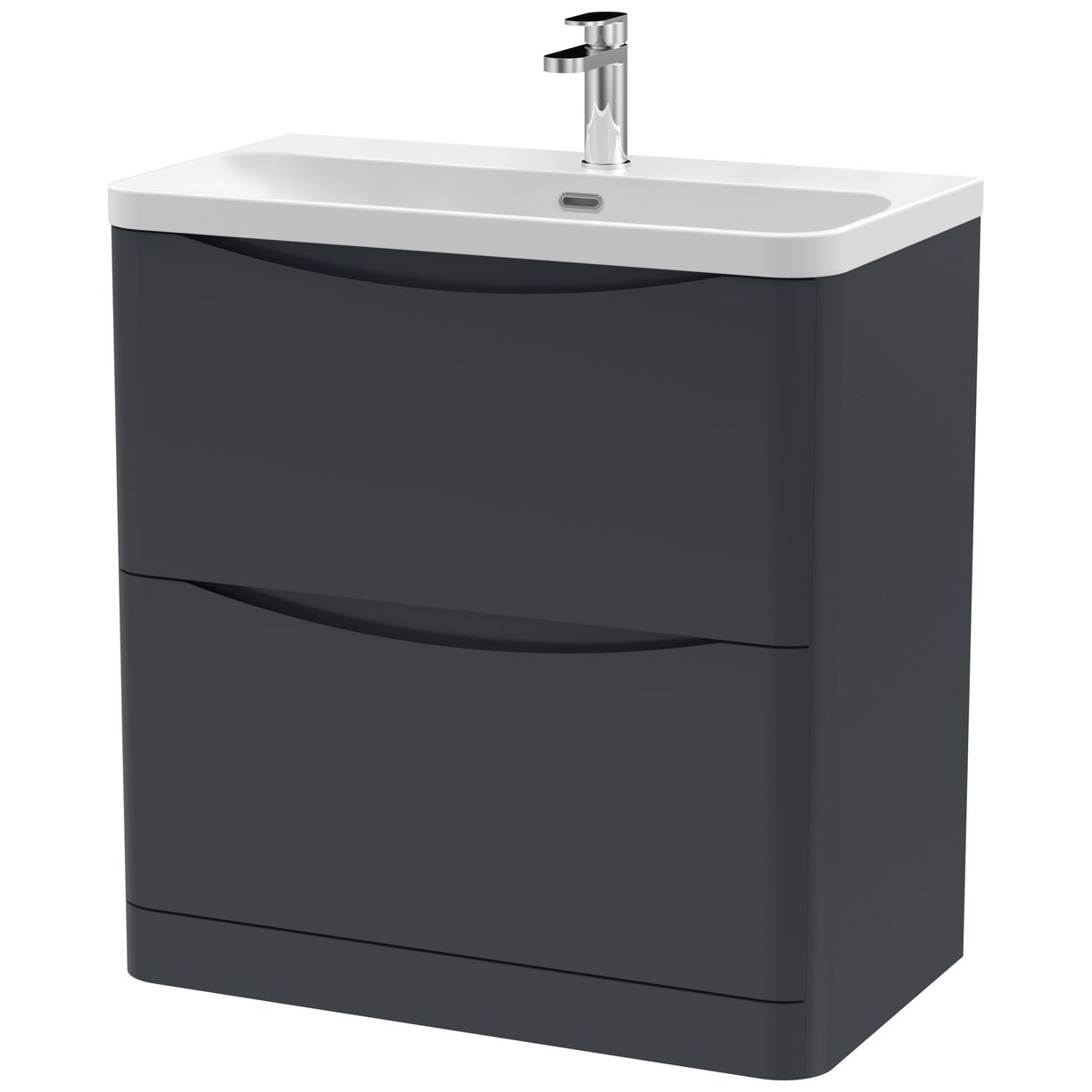 Lunar 800mm Floor Standing 2-Drawer Vanity & Thin-Edge Ceramic Basin