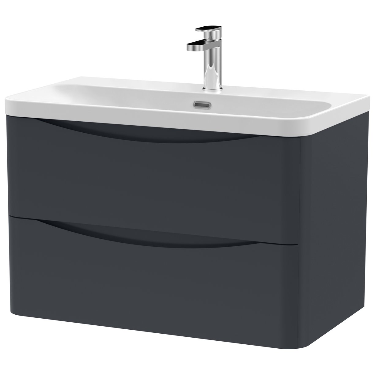 Lunar 800mm Wall Hung 2-Drawer Vanity Unit & Thin-Edge Ceramic Basin