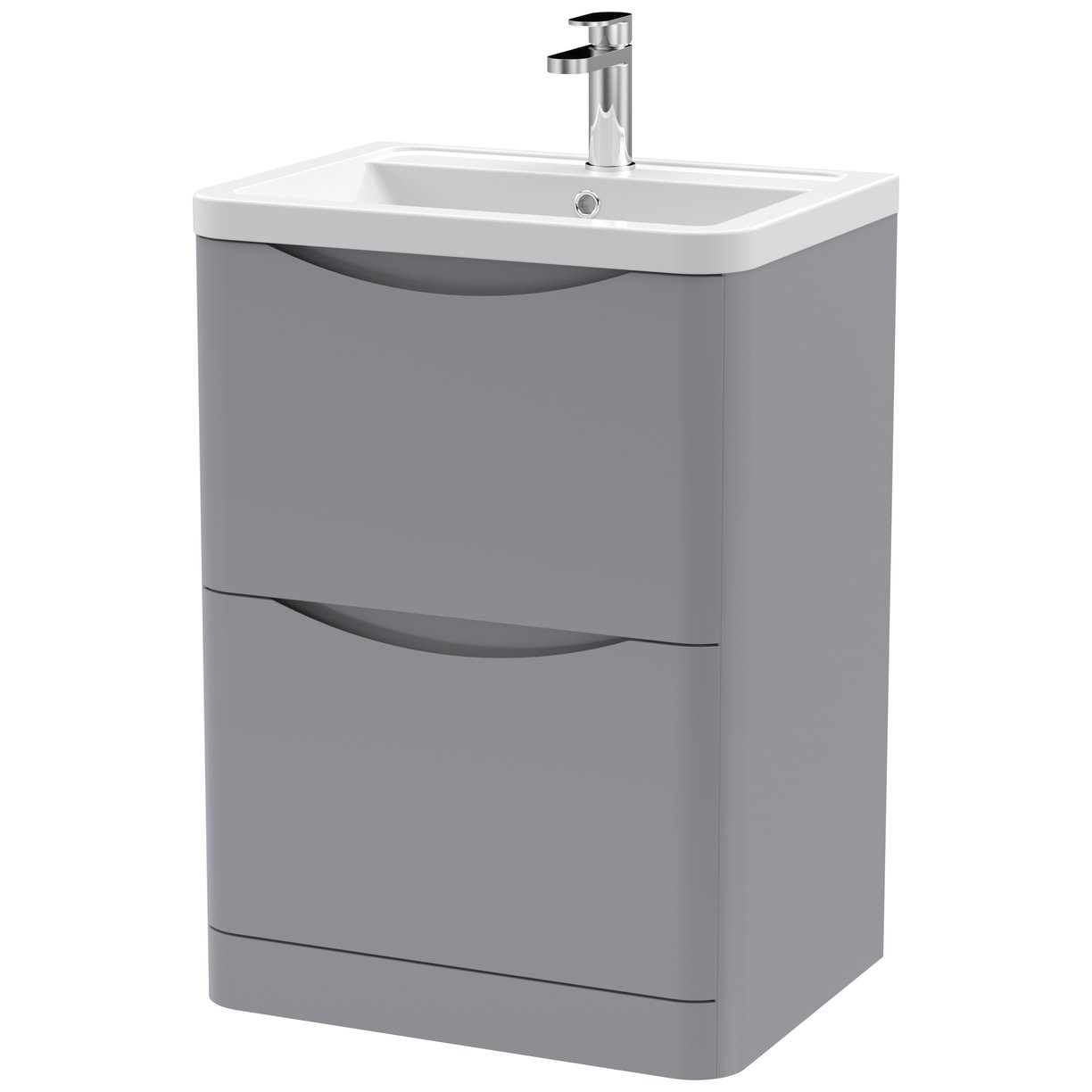 Lunar 600mm Floor Standing 2-Drawer Vanity Unit & Ceramic Basin