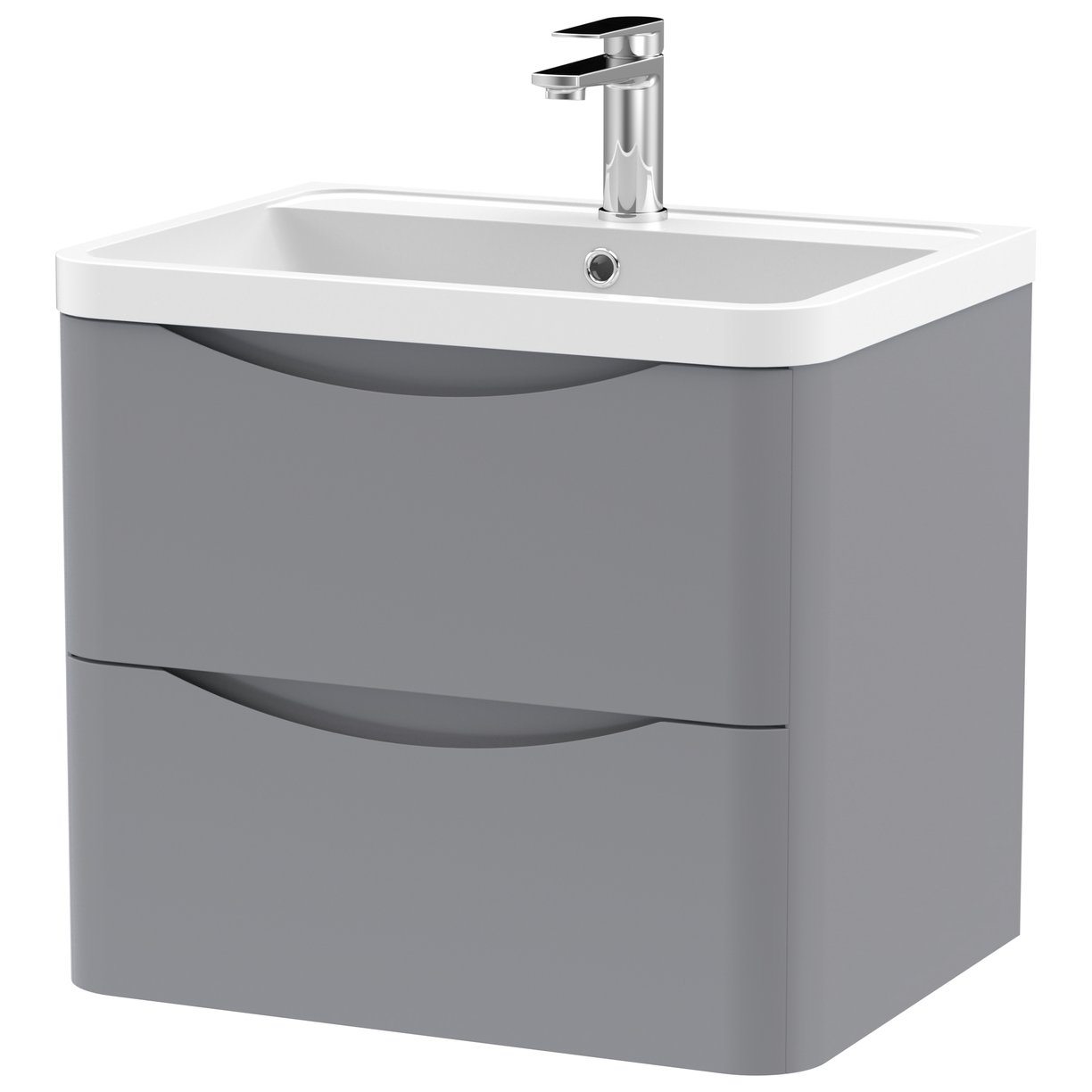 Lunar 600mm Wall Hung 2-Drawer Vanity Unit & Polymarble Basin