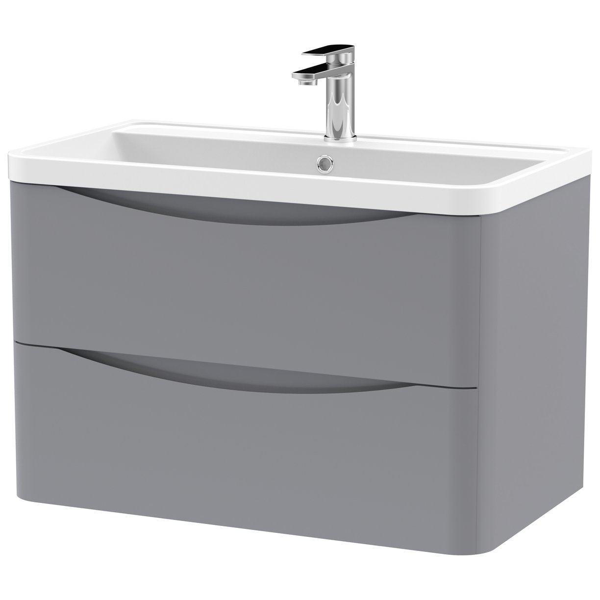 Lunar 800mm Wall Hung 2-Drawer Vanity Unit & Polymarble Basin