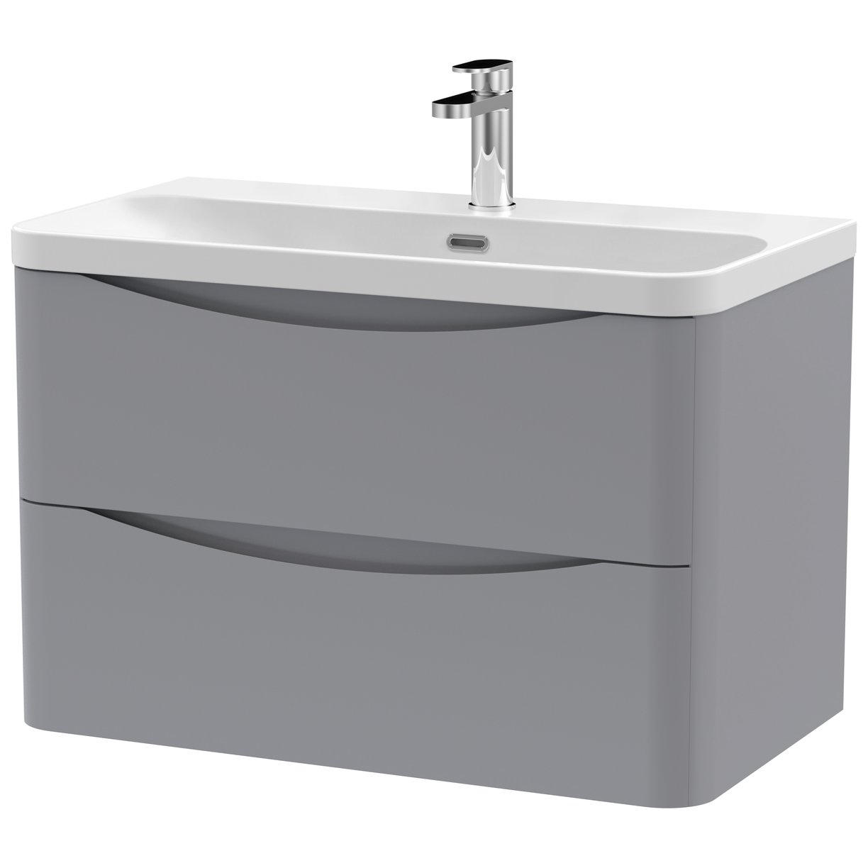 Lunar 800mm Wall Hung 2-Drawer Vanity Unit & Thin-Edge Ceramic Basin