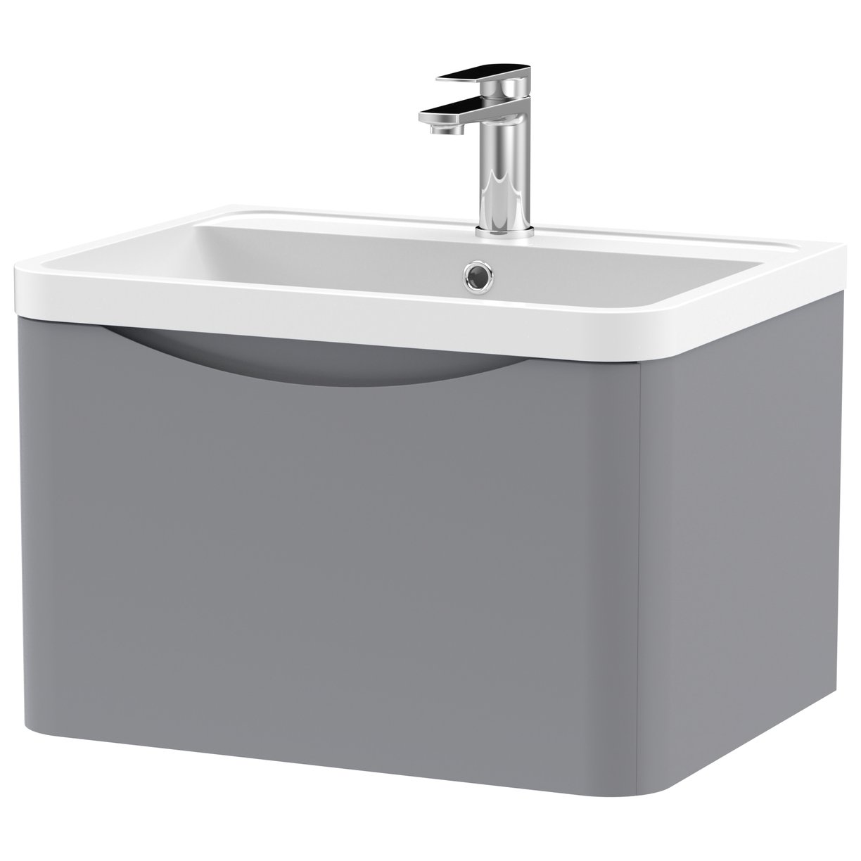 Lunar 600mm Wall Hung 1-Drawer Vanity Unit & Polymarble Basin