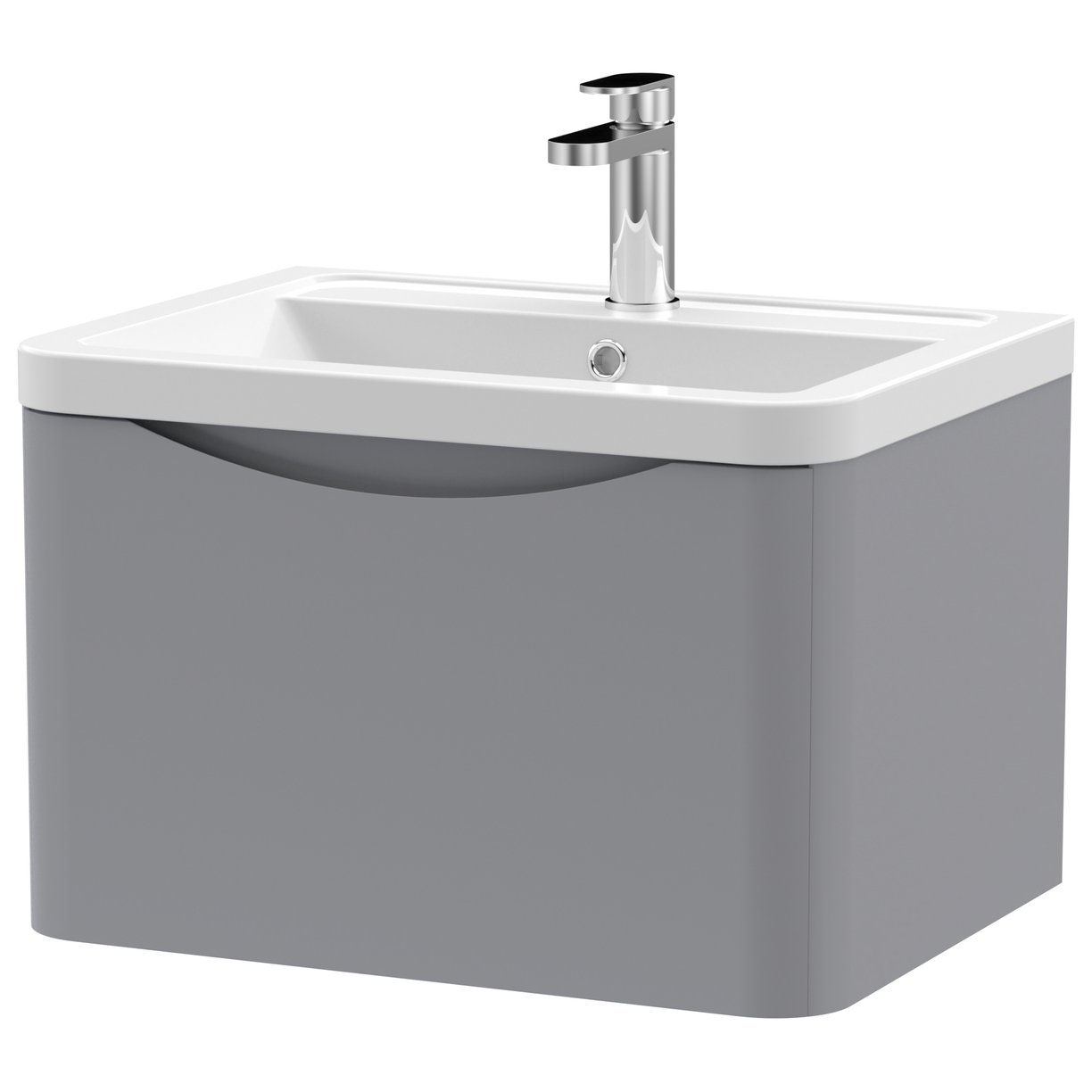 Lunar 600mm Wall Hung 1-Drawer Vanity Unit & Ceramic Basin