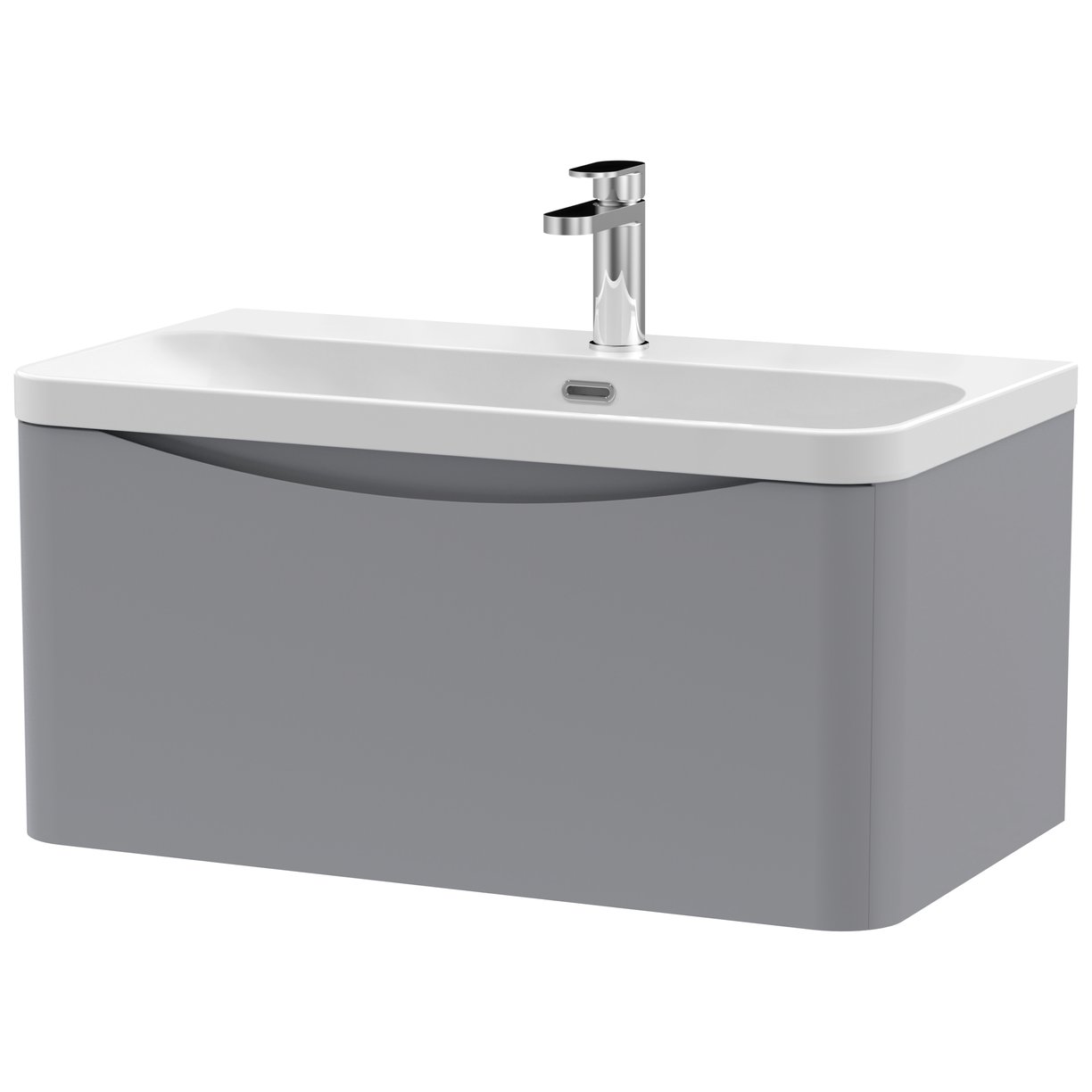Lunar 800mm Wall Hung 1-Drawer Vanity Unit & Thin-Edge Ceramic Basin