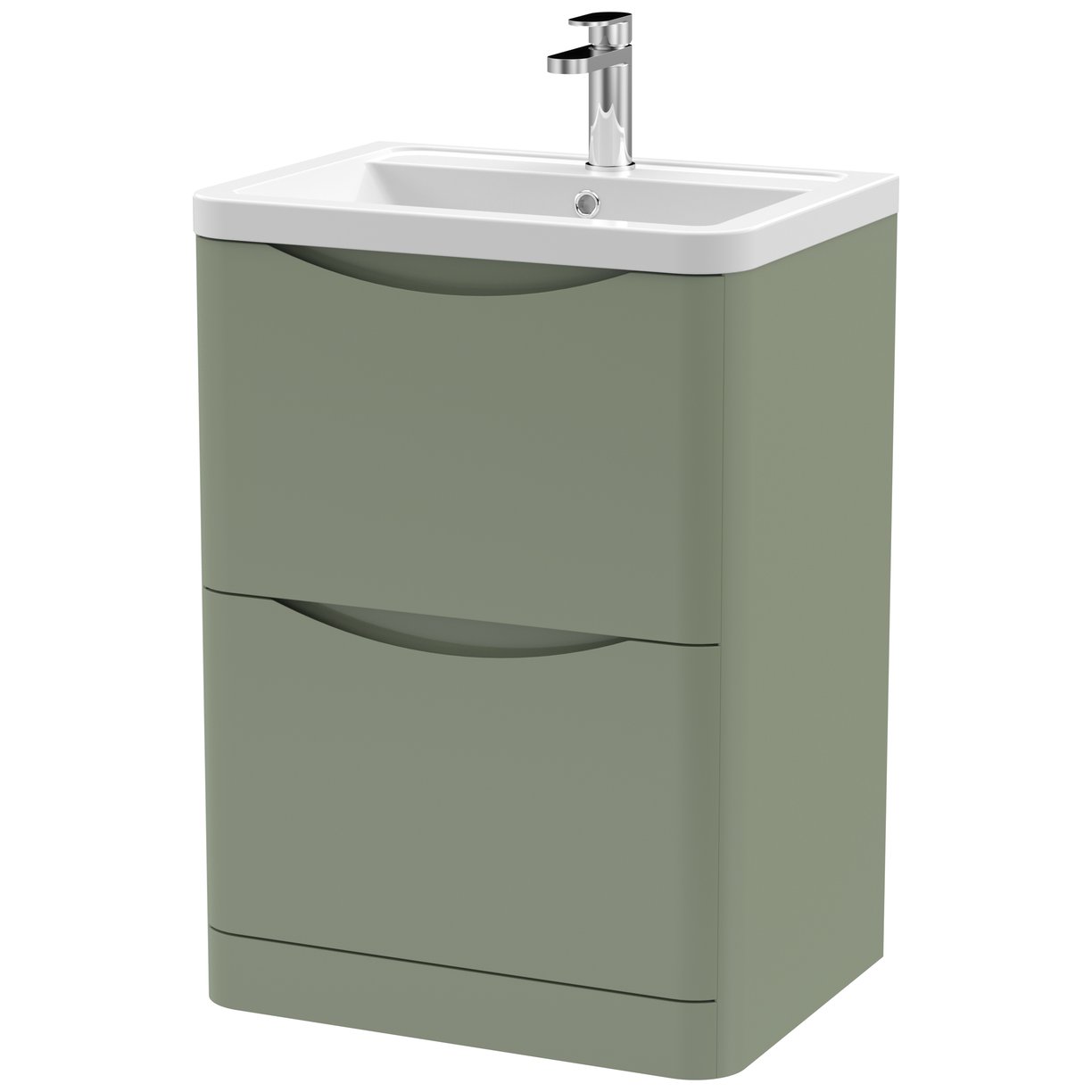 Lunar 600mm Floor Standing 2-Drawer Vanity Unit & Ceramic Basin