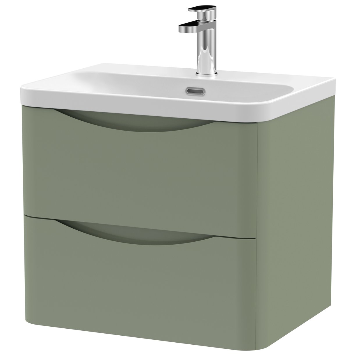 Lunar 600mm Wall Hung 2-Drawer Vanity & Thin-Edge Ceramic Basin