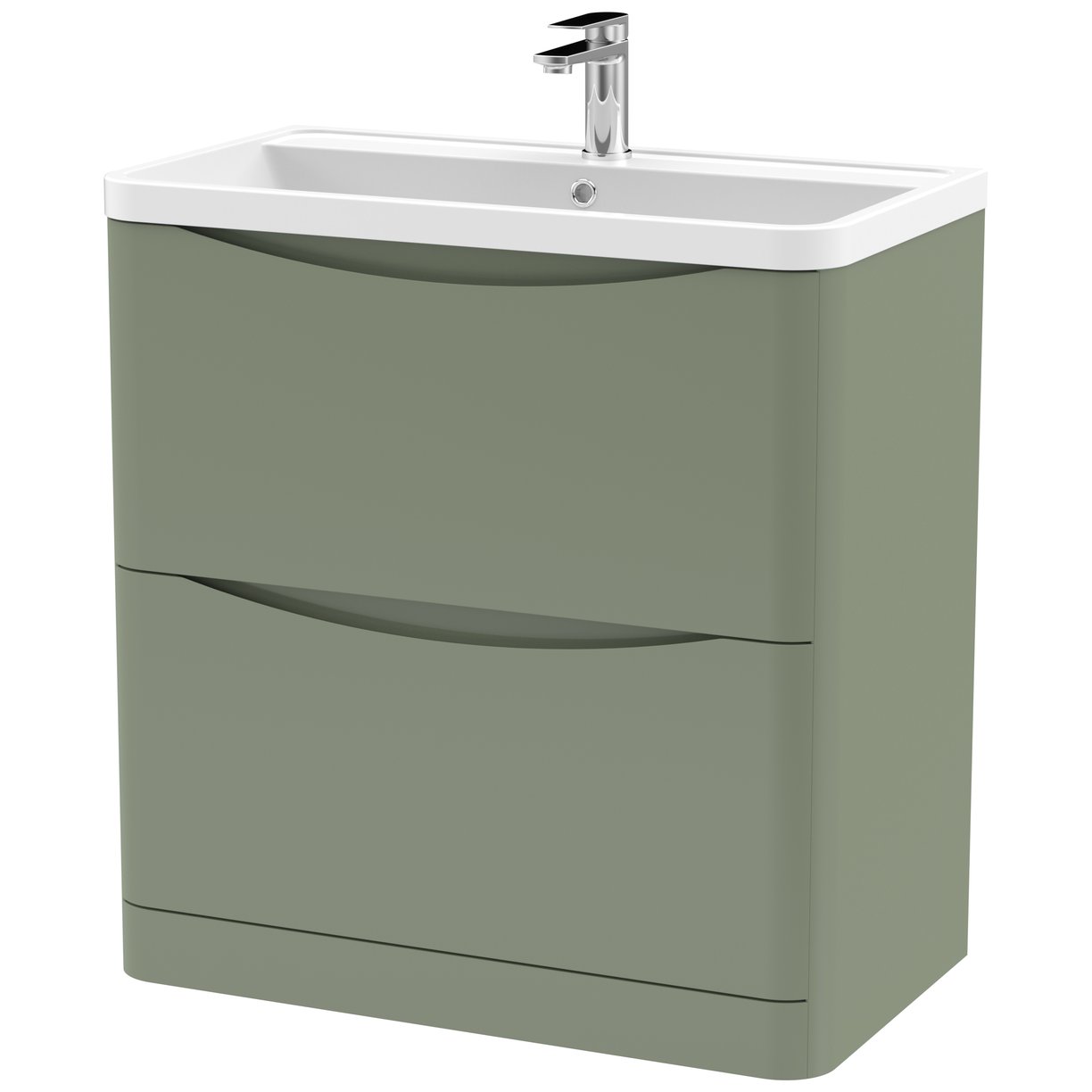 Lunar 800mm Floor Standing 2-Drawer Vanity Unit & Polymarble Basin