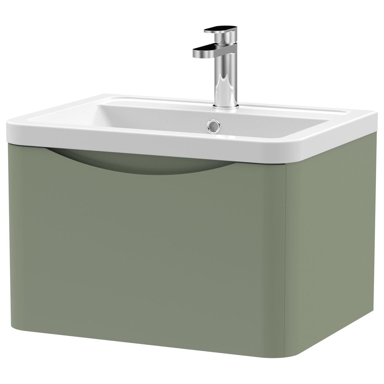 Lunar 600mm Wall Hung 1-Drawer Vanity Unit & Ceramic Basin