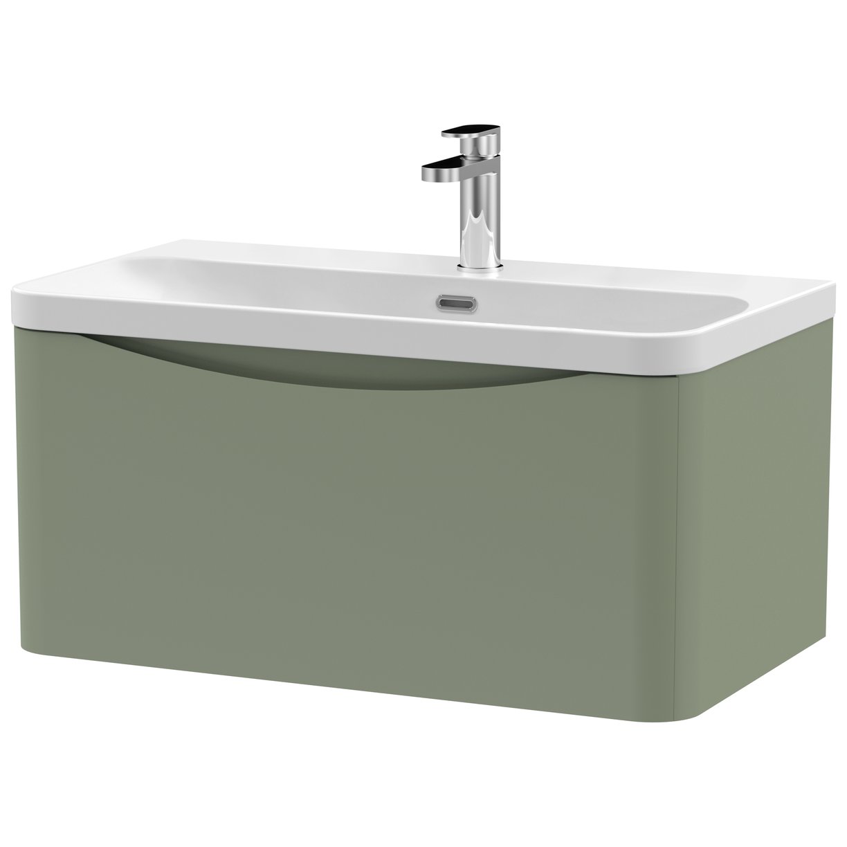 Lunar 800mm Wall Hung 1-Drawer Vanity Unit & Thin-Edge Ceramic Basin