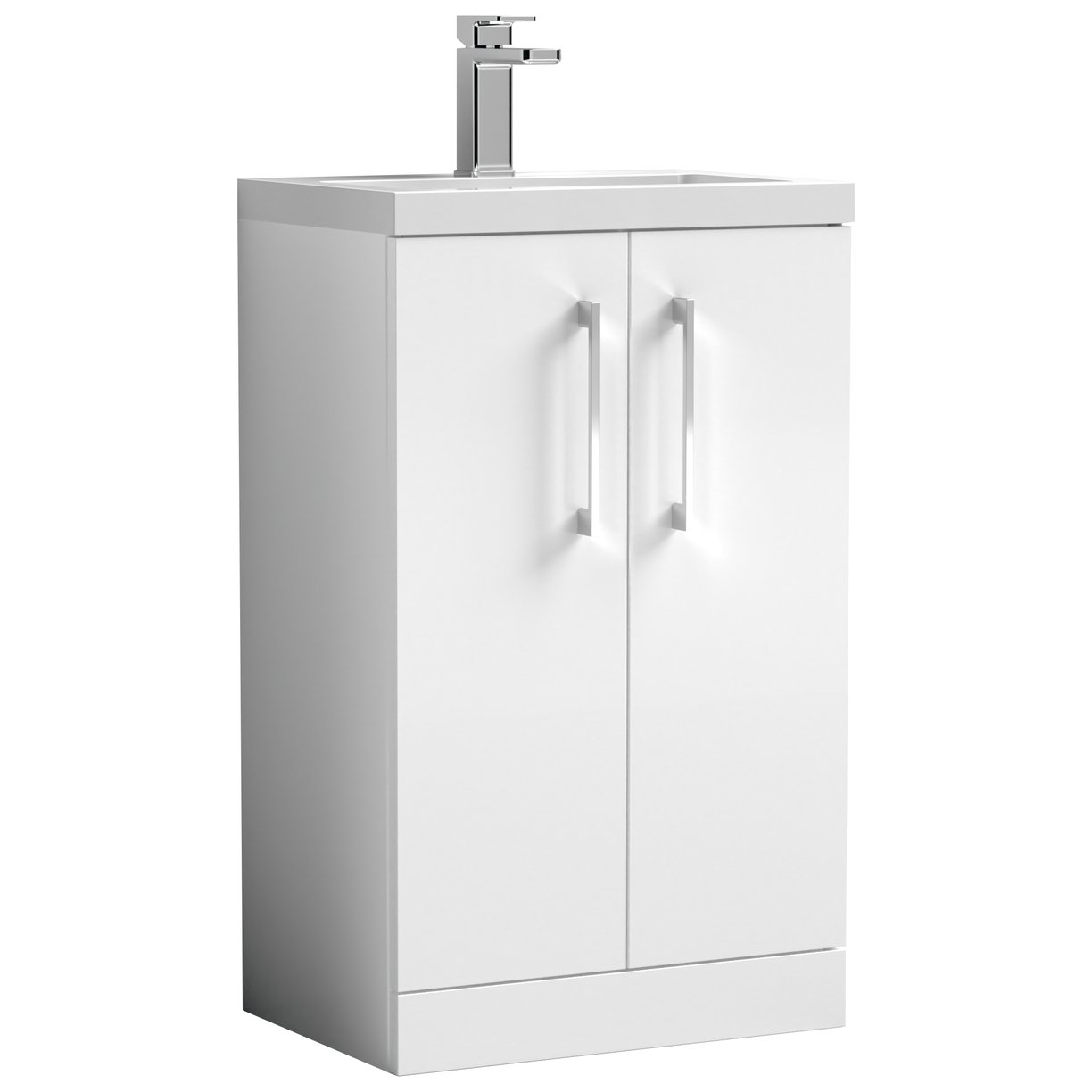 Arno Compact 500mm Floor Standing 2-Door Vanity Unit & Polymarble Basin