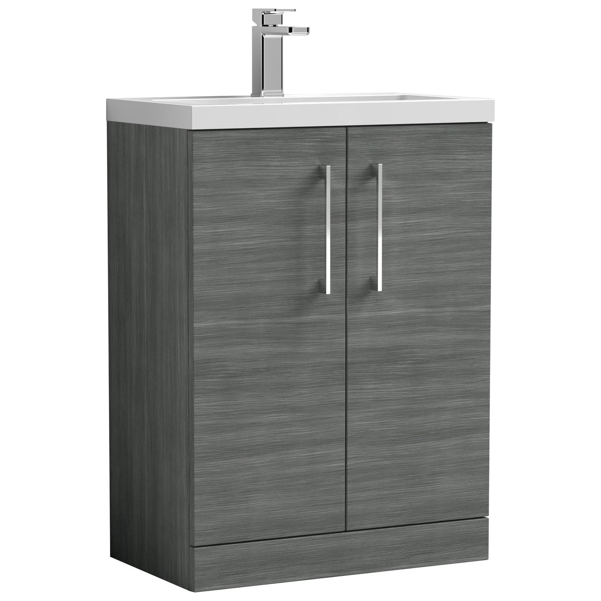 Arno Compact 600mm Floor Standing 2-Door Vanity Unit & Polymarble Basin