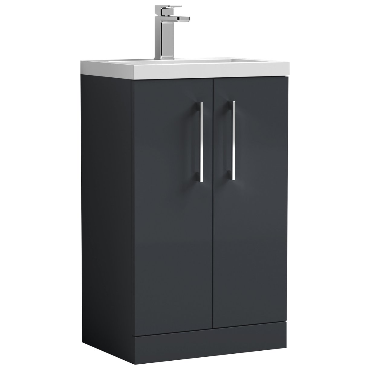 Arno Compact 500mm Floor Standing 2-Door Vanity Unit & Polymarble Basin