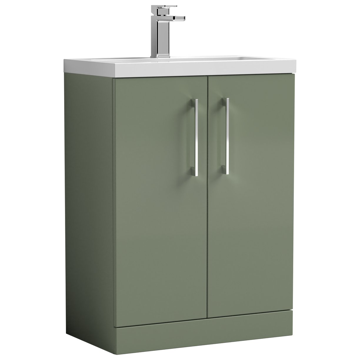 Arno Compact 600mm Floor Standing 2-Door Vanity Unit & Polymarble Basin