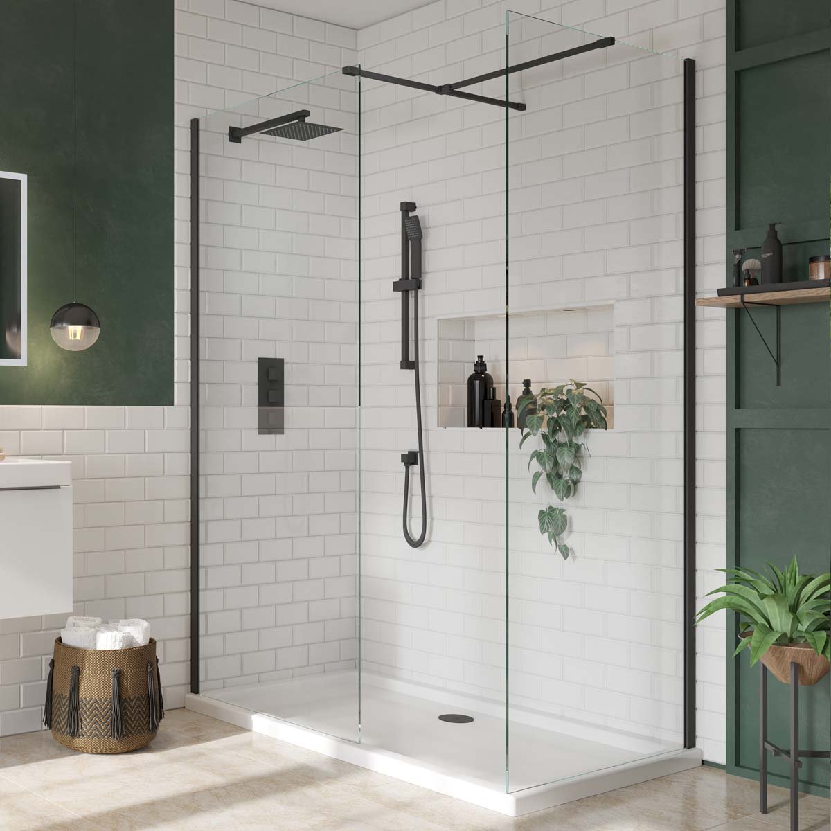 Forte 8mm Wetroom Screen with Bracing Bar 900mm