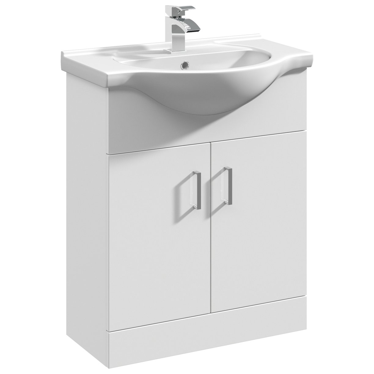 Blanco Floor Standing 2 Door Vanity Unit with Round Basin 650mm