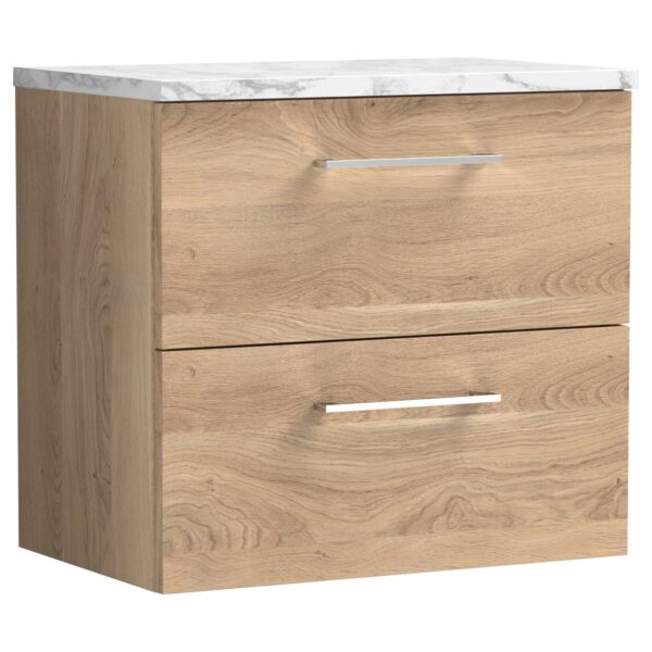 Arno 600mm Wall Hung 2-Drawer Vanity Unit & Laminate Worktop