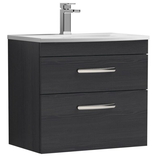 Athena 600mm Wall Hung 2-Drawer Vanity Unit & Curved Ceramic Basin