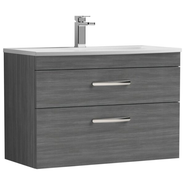 Athena 800mm Wall Hung 2-Drawer Vanity Unit & Curved Ceramic Basin