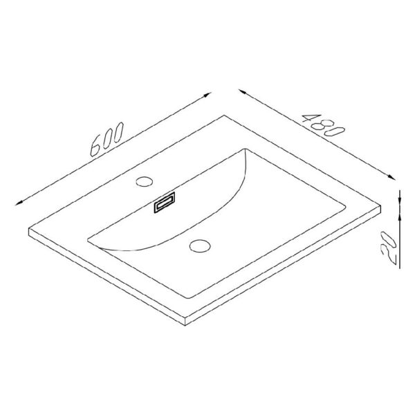 Linea 600mm Square Wall Hung Vanity Unit & Basin