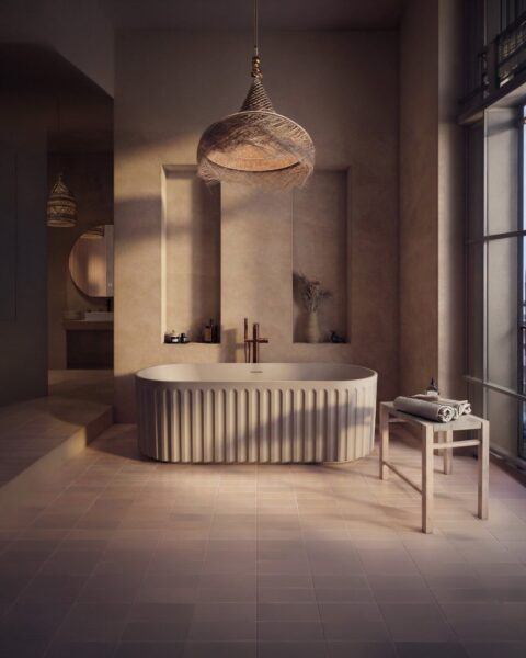 Lira Matt Clay Oval Fluted Bath 1700 x 800mm