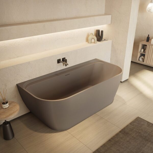 Bay Matt Clay Back to Wall Bath 1700 x 800mm