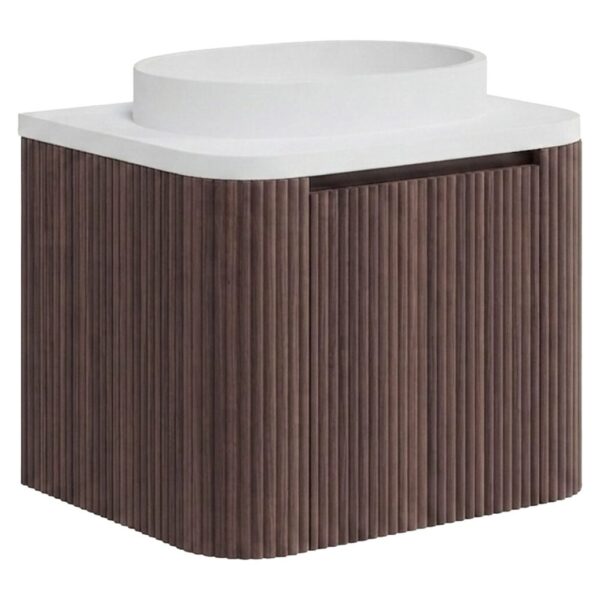 Linea 600mm Curved Wall Hung Vanity Unit & Countertop Basin