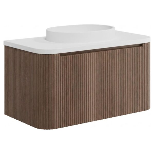 Linea 900mm Curved Wall Hung Vanity Unit, Countertop & Frame